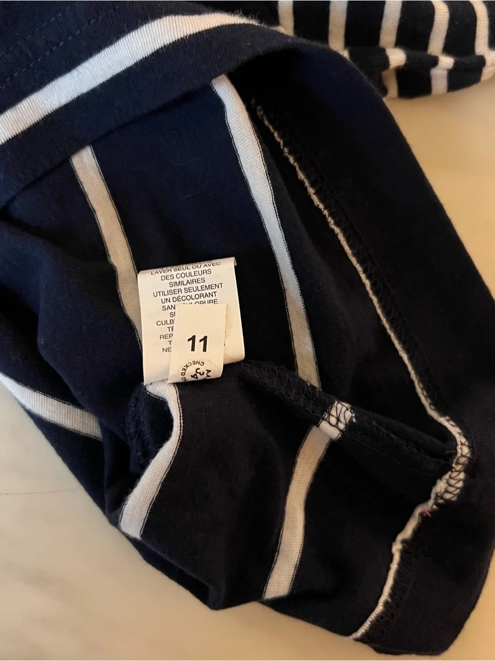 The Children’s Place Boys 4T Navy White Striped Hooded Henley Shirt Cotton